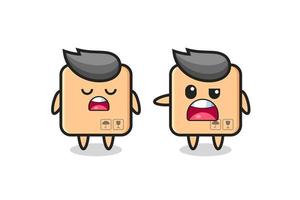 illustration of the argue between two cute cardboard box characters vector