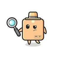 cardboard box detective character is analyzing a case vector