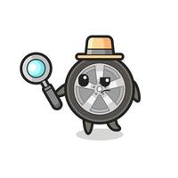 car wheel detective character is analyzing a case vector
