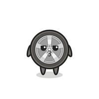 the bored expression of cute car wheel characters vector