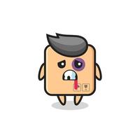 injured cardboard box character with a bruised face vector