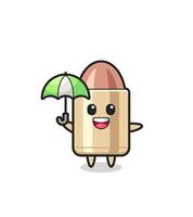 cute bullet illustration holding an umbrella vector