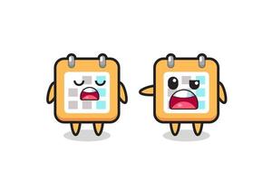 illustration of the argue between two cute calendar characters vector