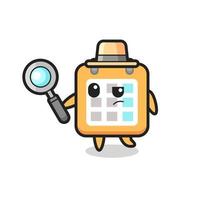 calendario detective personaje está analizando un caso vector