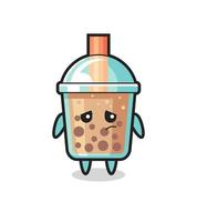 the lazy gesture of bubble tea cartoon character vector