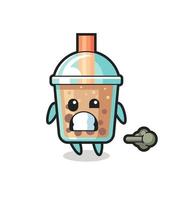 the illustration of the bubble tea cartoon doing fart vector