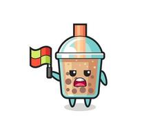 bubble tea character as line judge putting the flag up vector