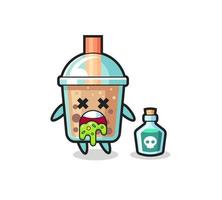 illustration of an bubble tea character vomiting due to poisoning vector