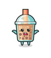 bubble tea mascot character saying I do not know vector