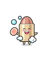 bullet character is bathing while holding soap vector