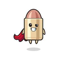 the cute bullet character as a flying superhero vector