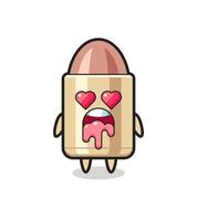 the falling in love expression of a cute bullet with heart shaped eyes vector