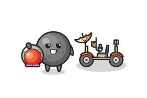 the cute cannonball as astronaut with a lunar rover vector