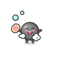 cannonball character is bathing while holding soap vector