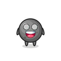 cute cannonball character with hypnotized eyes vector