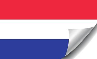 Netherlands flag with curled corner vector