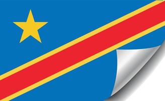 Democratic Republic of the Congo flag with curled corner vector