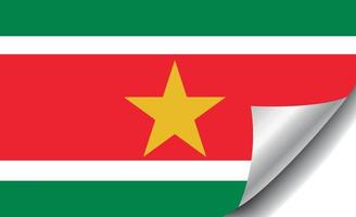 Suriname flag with curled corner vector
