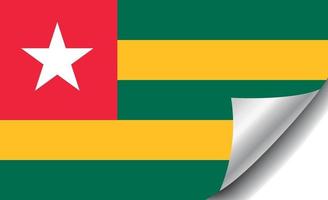 Togo flag with curled corner vector
