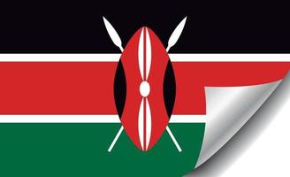 bandera de kenia con esquina rizada vector