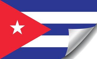 Cuba flag with curled corner vector