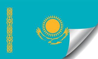 bandera de kirguistán con esquina rizada vector