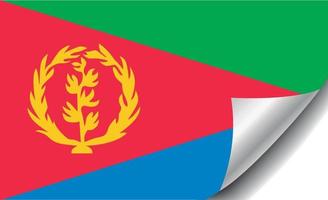 bandera de eritrea con esquina rizada vector