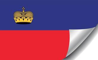 Bandera de Liechtenstein con esquina rizada vector