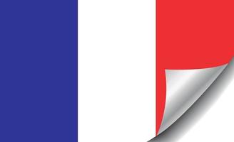 bandera de francia, con, esquina curvada vector