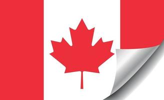 bandera de canadá con esquina rizada vector