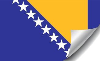 BOSNIA AND HERZEGOVINA flag with curled corner vector