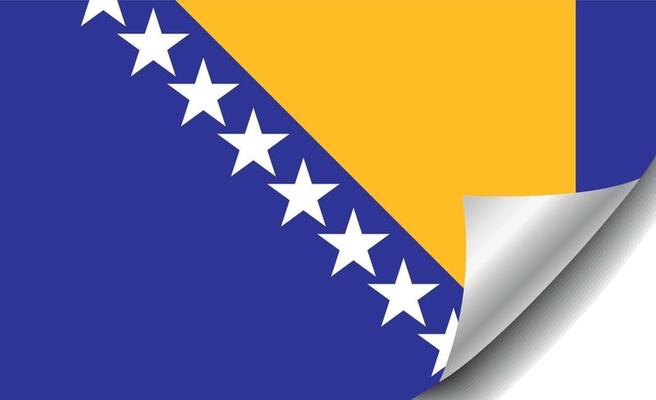 BOSNIA AND HERZEGOVINA flag with curled corner