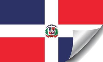 bandera de la república dominicana con esquina rizada vector