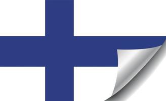 Finland flag with curled corner vector