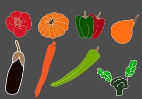 Different types of vegetables set vector