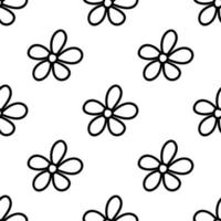 Seamless pattern made from doodle chamomile flowers. Isolated on white vector