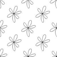 Seamless pattern made from doodle chamomile flowers. Isolated on white vector