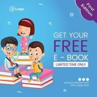 Banner design of get your free e-book template vector