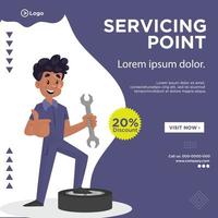 Banner design of servicing point template vector