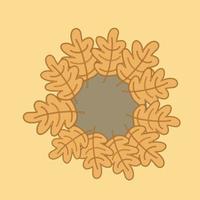 brown leaves surrounding a round gray object vector