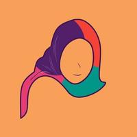 cute hijab logo with colorful flat and soft colors vector