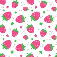 Seamless pattern with funny cartoon strawberries vector