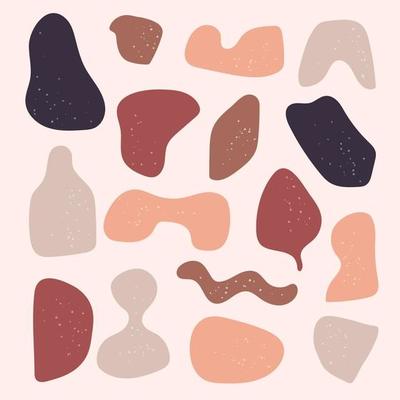 Set of hand drawn organic abstract boho shape blob pattern