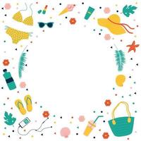 A circle-shaped frame made of summer things vector