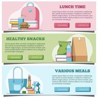 Lunch time Web Horizontal Banners in a flat style for Website Header vector