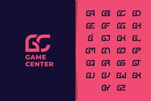 conjunto de logotipo minimalista de dos letras de la letra gc a la letra gz vector