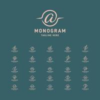 Handwritten Monogram Logo on Circle Set From Letter A to Letter Z vector