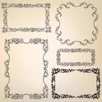 Page decor element set. Decorative frame floral line vignette border vector