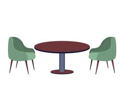 Set of chairs and table for restaurants and cafes simple interior vector