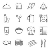 food and drink icon set vector